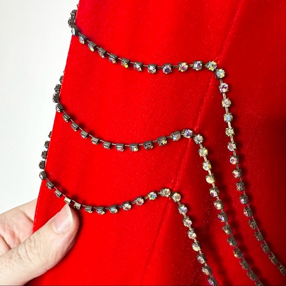 Prima Donna Collection Red Dress Sz S - Collar Jewels Prom Pageant Backless Gown - Picture 5 of 13